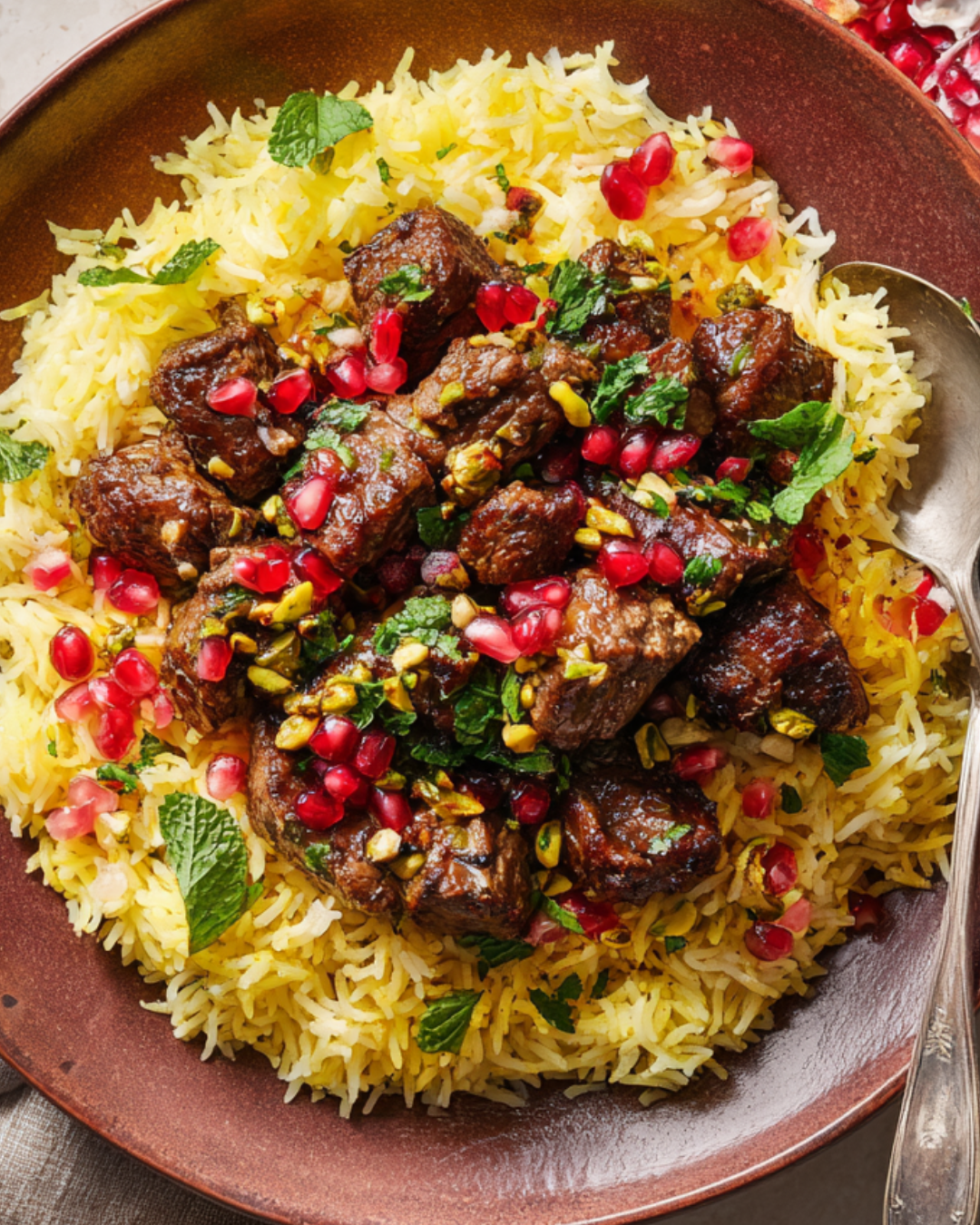 Spiced Lamb & Pomegranate Pilaf