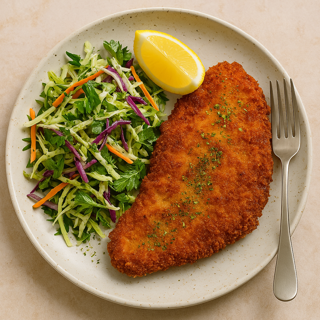 Chicken Schnitzel with Herb Slaw