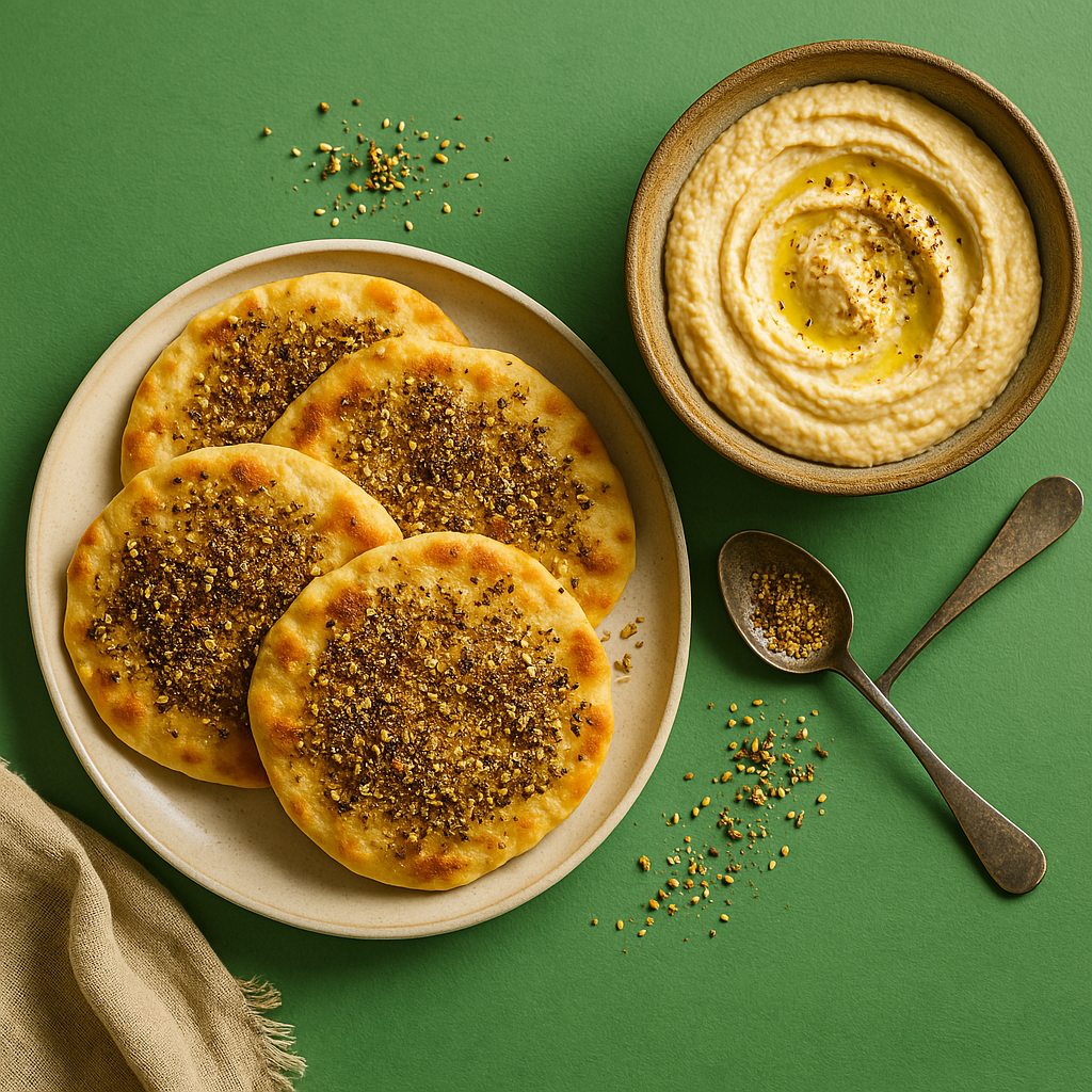 Dukkah Flatbread with Hummus