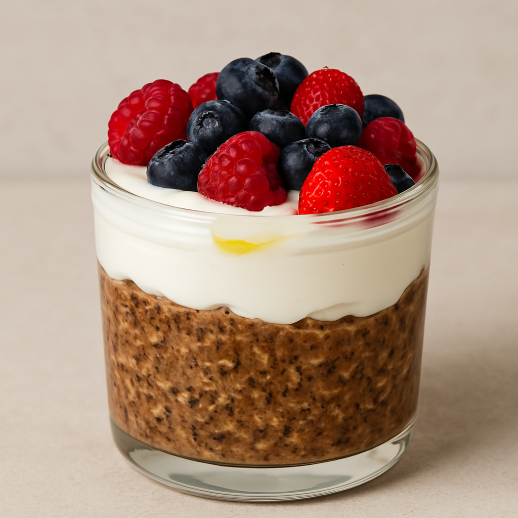 Overnight Chocolate Oats with Berries