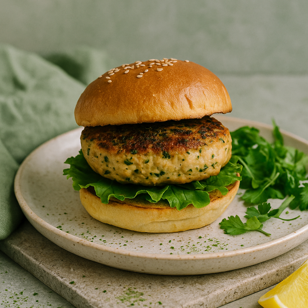 Herb Chicken Burgers with Green Celebration